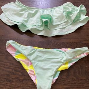 Zinke Strapless Bikini Set reversible Ruffle Swim